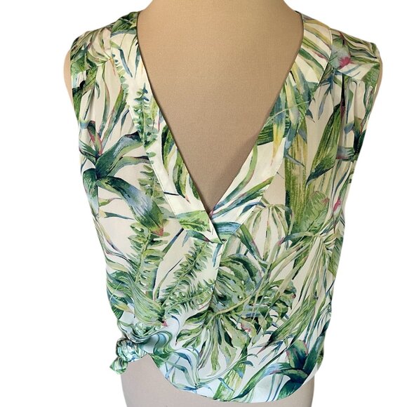 Carolina Belle Montreal Tropical Leaf Print Sleeveless Top, Size Medium - Picture 2 of 14